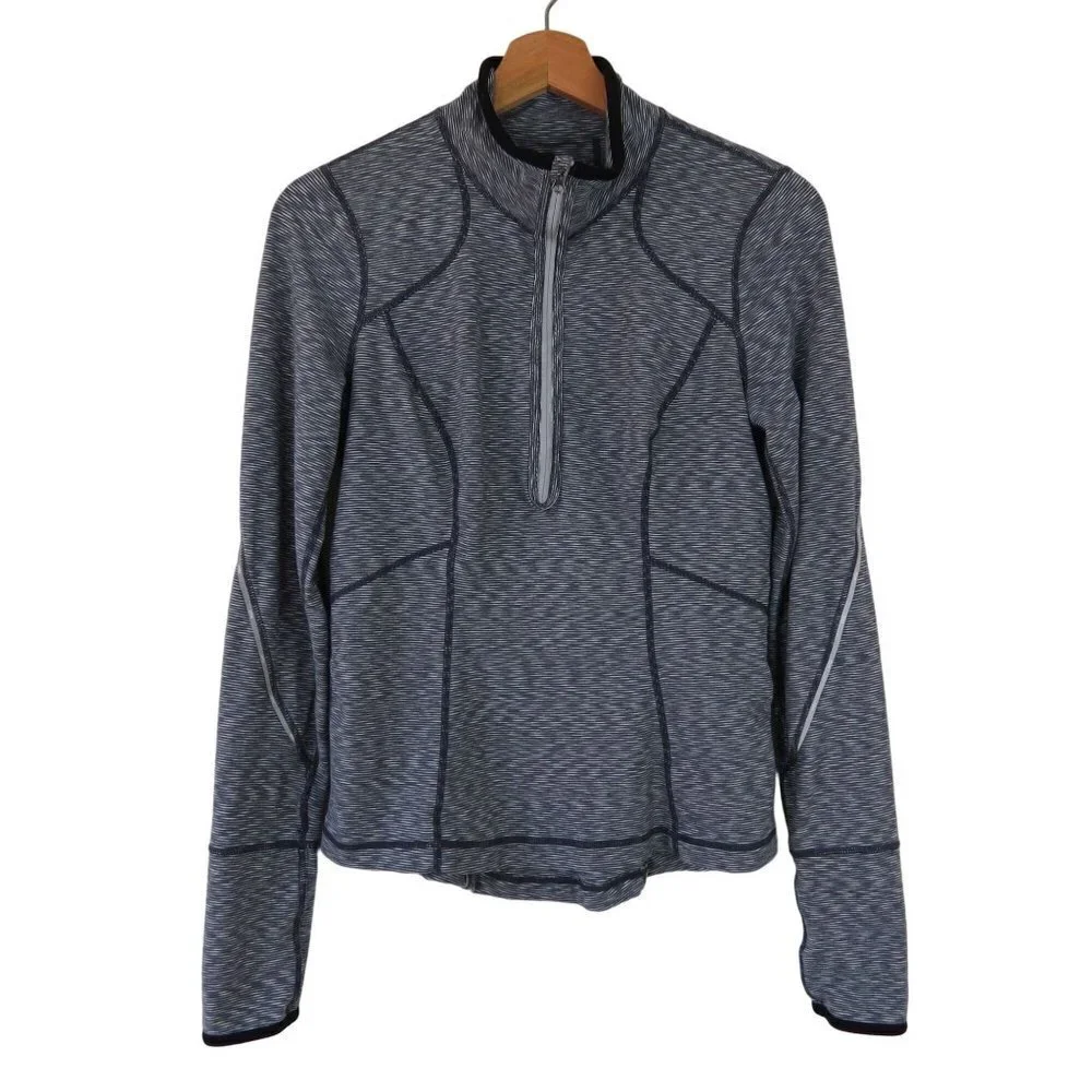 ZELLA Women's Gray-Blue Space Dyed 1/4 Zip Long Sleeve Running Top M